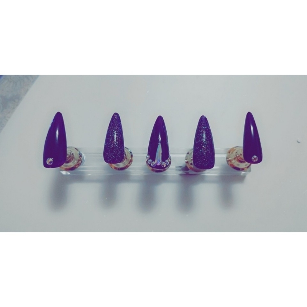 Press on nails long stiletto purple 💜